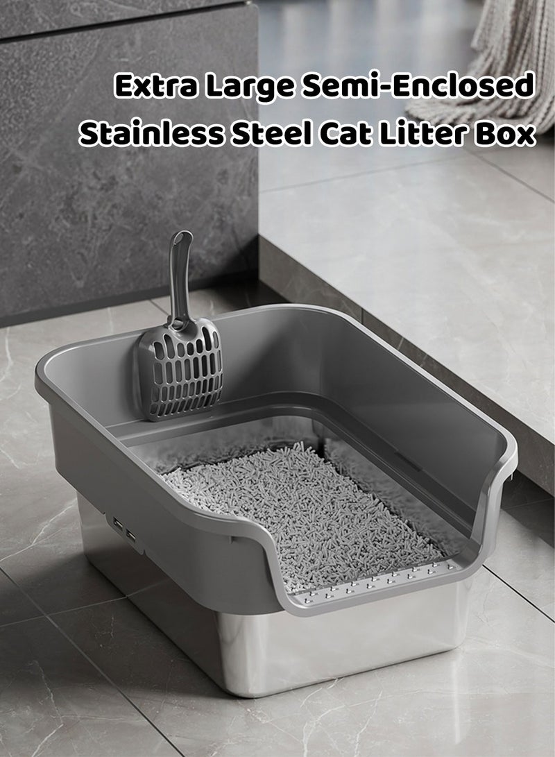 Kidle Stainless Steel Cat Litter Box Cat Metal Tray Anti Splashing and Easy Clean - Image 4